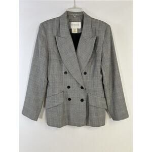 Women’s VTG Hugo Buscati Collection Blazer Houndstooth Gray Size 14 Preppy
